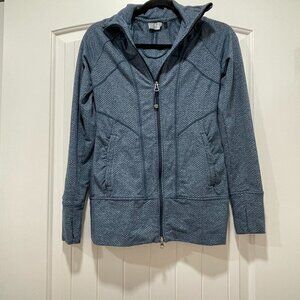 Athleta Women's XXS Rishi Yoga Fitted Hooded Full Zip Jacket Blue/Grey Hoodie